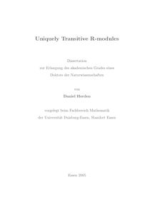 Uniquely transitive R-modules [Elektronische Ressource] / von Daniel Herden