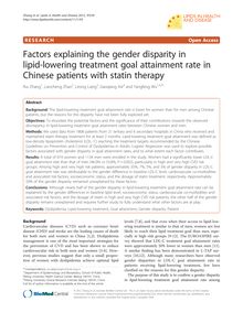 Factors explaining the gender disparity in lipid-lowering treatment goal attainment rate in Chinese patients with statin therapy