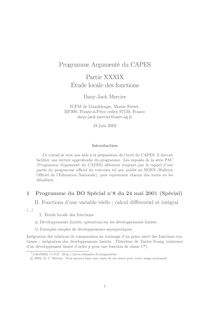 PAC Programme Argumente du CAPES - Partie XXXIX - Etude locale des  fonctions