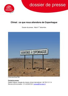 Climat : ce que nous attendons de Copenhague