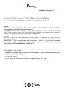 A source for the social history of late Imperial Russia - article ; n°4 ; vol.25, pg 455-461