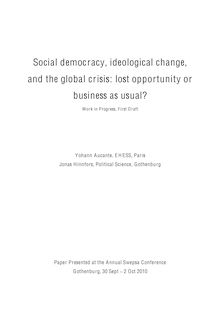 Social democracy, ideological change, and the global crisis: lost ...