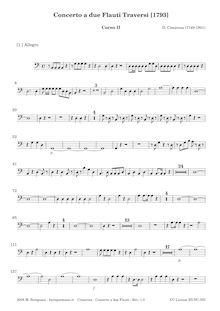 Partition cor 2 (en C, basse clef), Concerto pour 2 flûte G dur