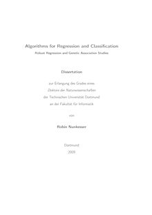 Algorithms for regression and classification [Elektronische Ressource] : robust regression and genetic association studies / von Robin Nunkesser
