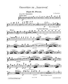Partition flûte 2 / Piccolo, Anacréon, ou L’amour fugitif, Opéra-ballet en deux actes