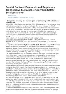 Frost & Sullivan: Economic and Regulatory Trends Drive Sustainable Growth in Safety Services Market