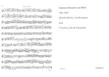 Partition parties complètes, corde quatuor No.3, D minor, Bree, Johannes Bernardus van