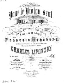 Partition complète, 2 Impromptus pour Solo violon, Op.34, Lipiński, Karol Józef