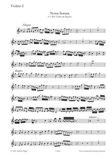 Partition violon 1, Nona Sonata A , Doi Violini, & Fagotto, Castello, Dario