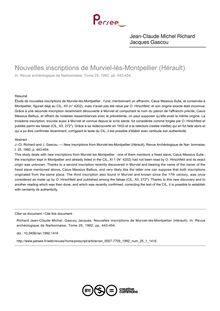 Nouvelles inscriptions de Murviel-lès-Montpellier (Hérault) - article ; n°1 ; vol.25, pg 443-454