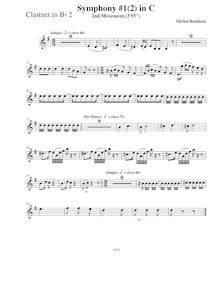 Partition clarinette 2 (B♭), Symphony No.1, C major, Rondeau, Michel par Michel Rondeau