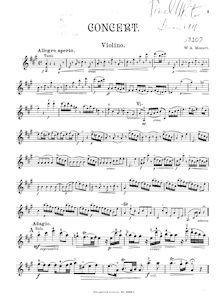 Partition de violon, violon Concerto No.5, Turkish Concerto