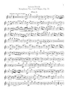 Partition hautbois 1, 2, Symphony No.5, Symfonie č.5, F major, Dvořák, Antonín