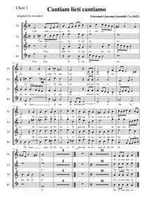 Partition chœur 1 (alto notation, SATB), Cantiam liet cantiamo, D minor