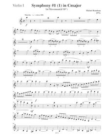 Partition violons I, Symphony No.1, C major, Rondeau, Michel par Michel Rondeau