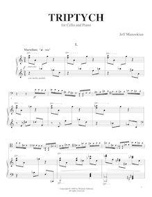 Partition de piano, Triptych, pour violoncelle et Piano