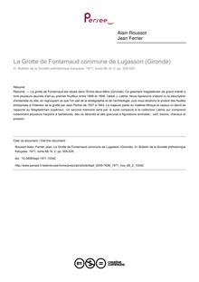 La Grotte de Fontarnaud commune de Lugasson (Gironde) - article ; n°2 ; vol.68, pg 505-520