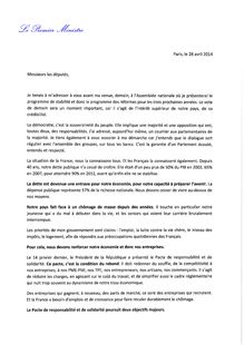 Programme de stabilité : lettre de Valls aux députés de l'opposition
