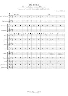 Partition complète, Ma Follia, La Folia: New Variations on an Old Theme