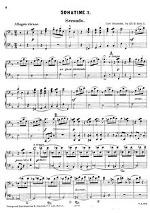 Partition , Sonatina en F major, 6 sonatines pour Piano 4 mains, Op.127b