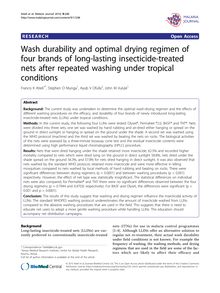 Wash durability and optimal drying regimen of four brands of long-lasting insecticide-treated nets after repeated washing under tropical conditions