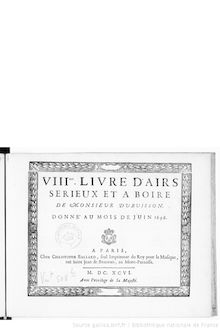 Partition Livre 8 (June 1696), Airs sérieux et à boire, Du Buisson