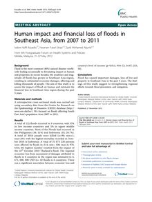 Human impact and financial loss of floods in Southeast Asia, from 2007 to 2011
