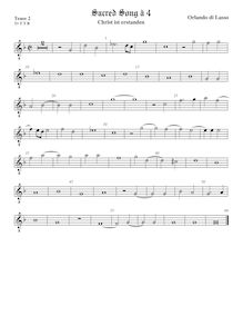 Partition ténor viole de gambe 2, octave aigu clef, Transcriptions pour 4 violes de gambe par Orlande de Lassus