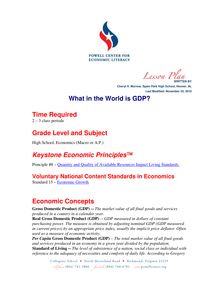 What in the World is GDP? Time Required Grade Level and Subject ...