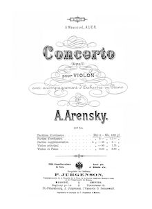 Partition complète, violon Concerto, A minor, Arensky, Anton