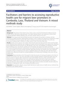 Facilitators and barriers to accessing reproductive health care for migrant beer promoters in Cambodia, Laos, Thailand and Vietnam: A mixed methods study