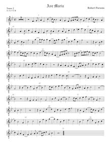 Partition ténor viole de gambe 2, octave aigu clef, Ave Maria, Parsons, Robert par Robert Parsons