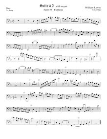 Partition viole de basse, basse clef,  No.5 pour 2 violes de gambe et orgue par William Lawes