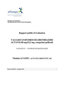 Valsartan Hydrochlorothiazide 80 mg-12,5 mg, comprimé pelliculé