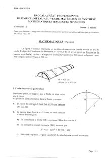 Mathématiques et sciences physiques 2001 Bac Pro - Bâtiment : métal aluminium verre et matériaux de synthèse