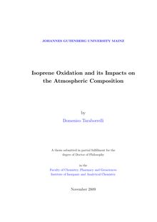 Isoprene oxidation and its impacts on the atmospheric composition [Elektronische Ressource] / by Domenico Taraborrelli
