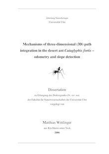 Mechanisms of three-dimensional (3D) path integration in the desert ant Cataglyphis fortis [Elektronische Ressource] : odometry and slope detection / vorgelegt von Matthias Wittlinger