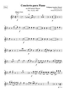 Partition hautbois 1, 2, Piano Concerto No.14, Piano Concerto No.14
