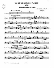 Partition de violon, 6 Petites fantaisies faciles, Dancla, Charles