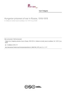 Hungarian prisoners of war in Russia, 1916-1919 - article ; n°1 ; vol.14, pg 54-85
