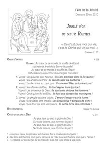 Le livret de la messe -  Fête de la Trinité JUBILÉ D OR DE SUR RACHEL