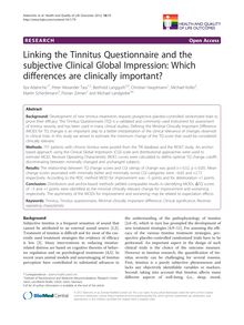 Linking the Tinnitus Questionnaire and the subjective Clinical Global Impression: Which differences are clinically important?