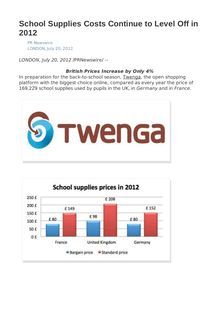 School Supplies Costs Continue to Level Off in 2012