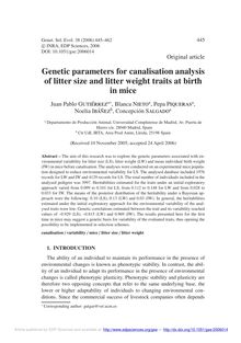 Genetic parameters for canalisation analysis of litter size and litter weight traits at birth in mice