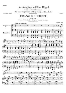 Partition complète, Original key, Der Jüngling auf dem Hügel, D.702 (Op.8 No.1)