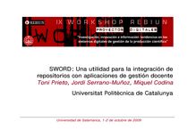 SWORD: Una utilidad para la integración de repositorios con aplicaciones de gestión docente