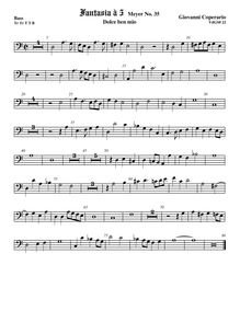 Partition viole de basse, Fantasia pour 5 violes de gambe, RC 45