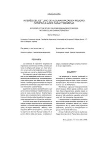 INTERÉS DEL ESTUDIO DE ALGUNAS RAZAS EN PELIGRO CON PECULIARES CARACTERÍSTICAS (INTEREST OF THE STUDY ON SOME ENDANGERED BREEDS WITH PECULIAR CHARACTERISTICS)