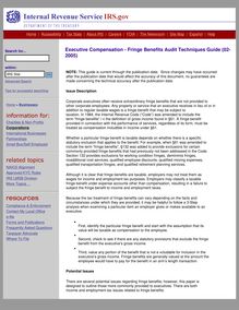 Executive Compensation - Fringe Benefits Audit Techniques Guide (02-2005)
