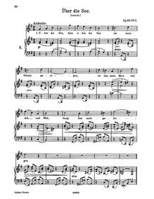Partition , Über die See, 9 chansons, 9 Gesänge, Brahms, Johannes